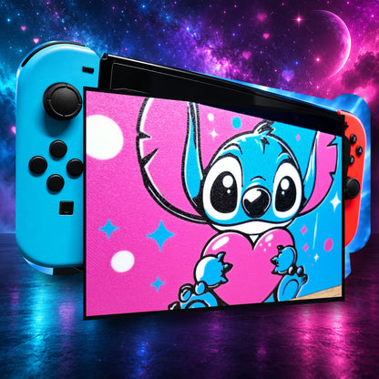 Cache Dock Nintendo Switch – Design Stitch Love – rendu réaliste sans décalage