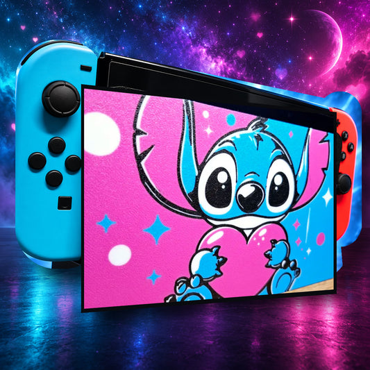 Cache Dock Nintendo Switch – Design Stitch Love – rendu réaliste sans décalage