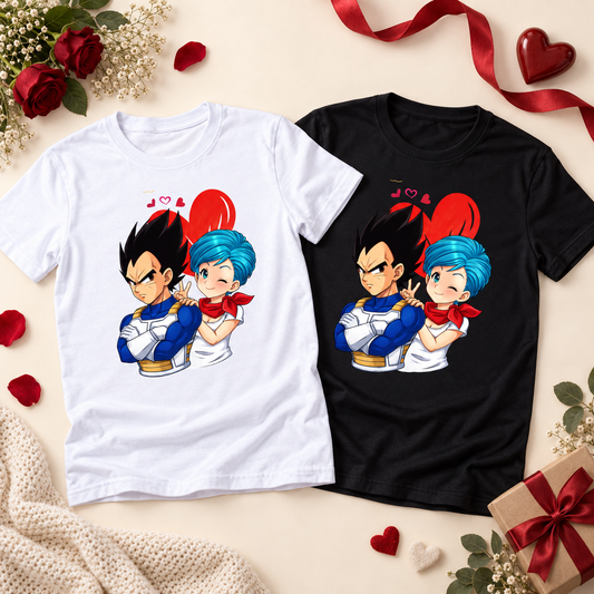 Duo de tee-shirts Couple Anime blanc et noir