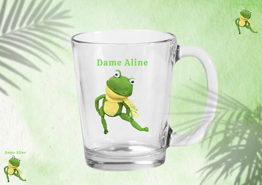 Tasse en verre 325 ml « Dame Aline » 🐸💚