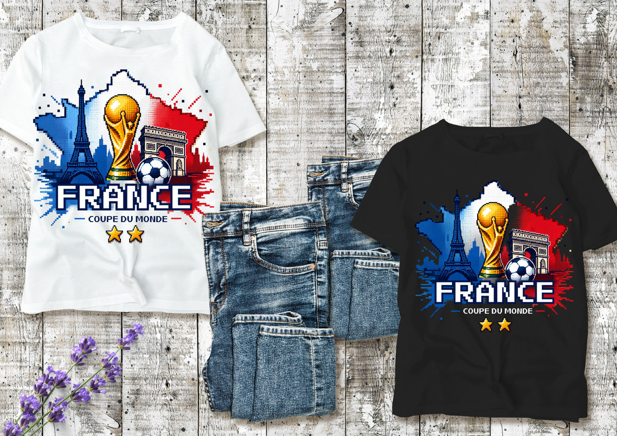 T-shirt France – Édition Supporter Pixel Art ⚽🇫🇷