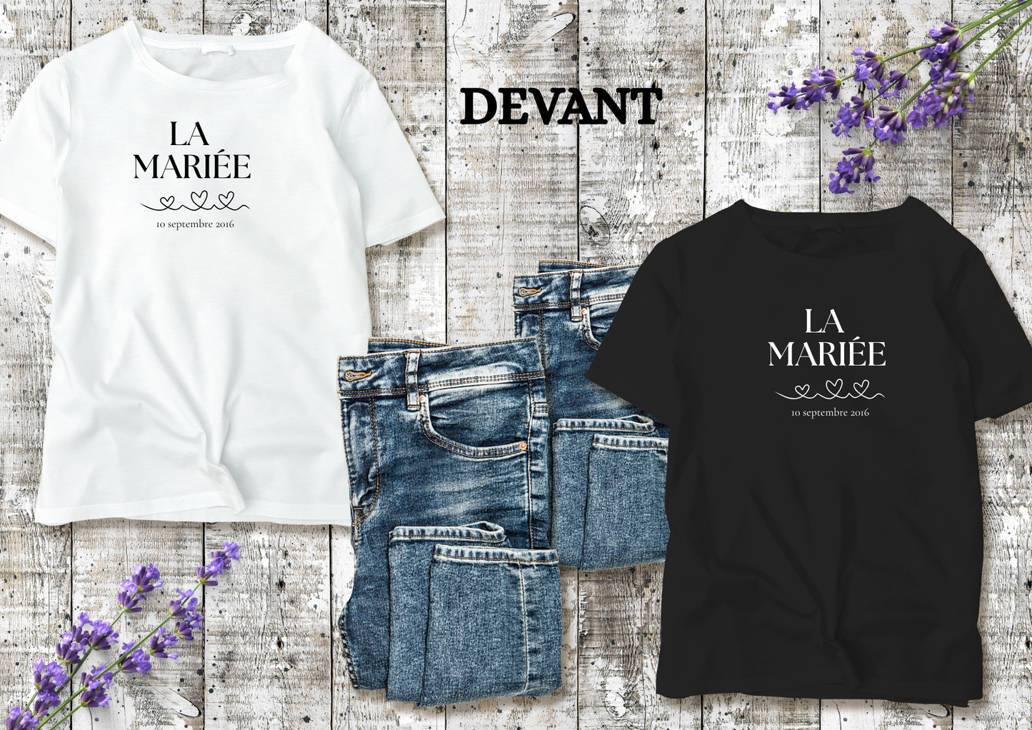 👰‍♀️ T-shirt La Mariée Personnalisé – Avec Date | EVJF & Mariage