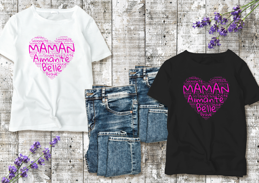 💖 T-shirt Maman "Maman Aimante Belle" – Cadeau plein d’amour