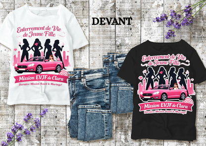 🎀 T-shirt EVJF Personnalisé – Enterrement de Vie de Jeune Fille – Mission EVJF