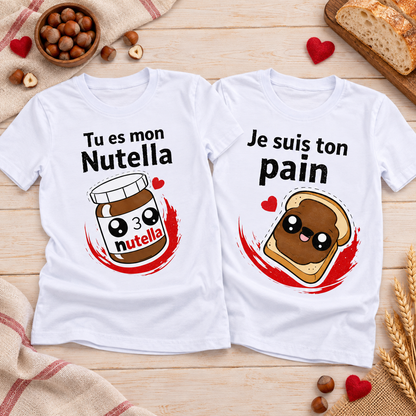 Duo de tee-shirts Tu es mon Nutella et Je suis ton pain