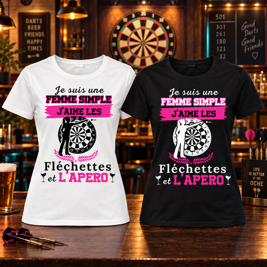 Présentation premium T-shirts femme Fléchettes et apéro