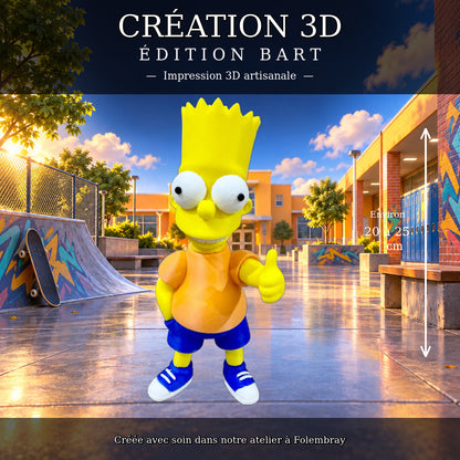 Figurine style Bart – création 3D artisanale, environ 20 à 25 cm