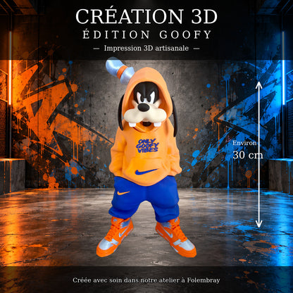 Figurine Goofy Streetwear centrée – création 3D artisanale, environ 30 cm
