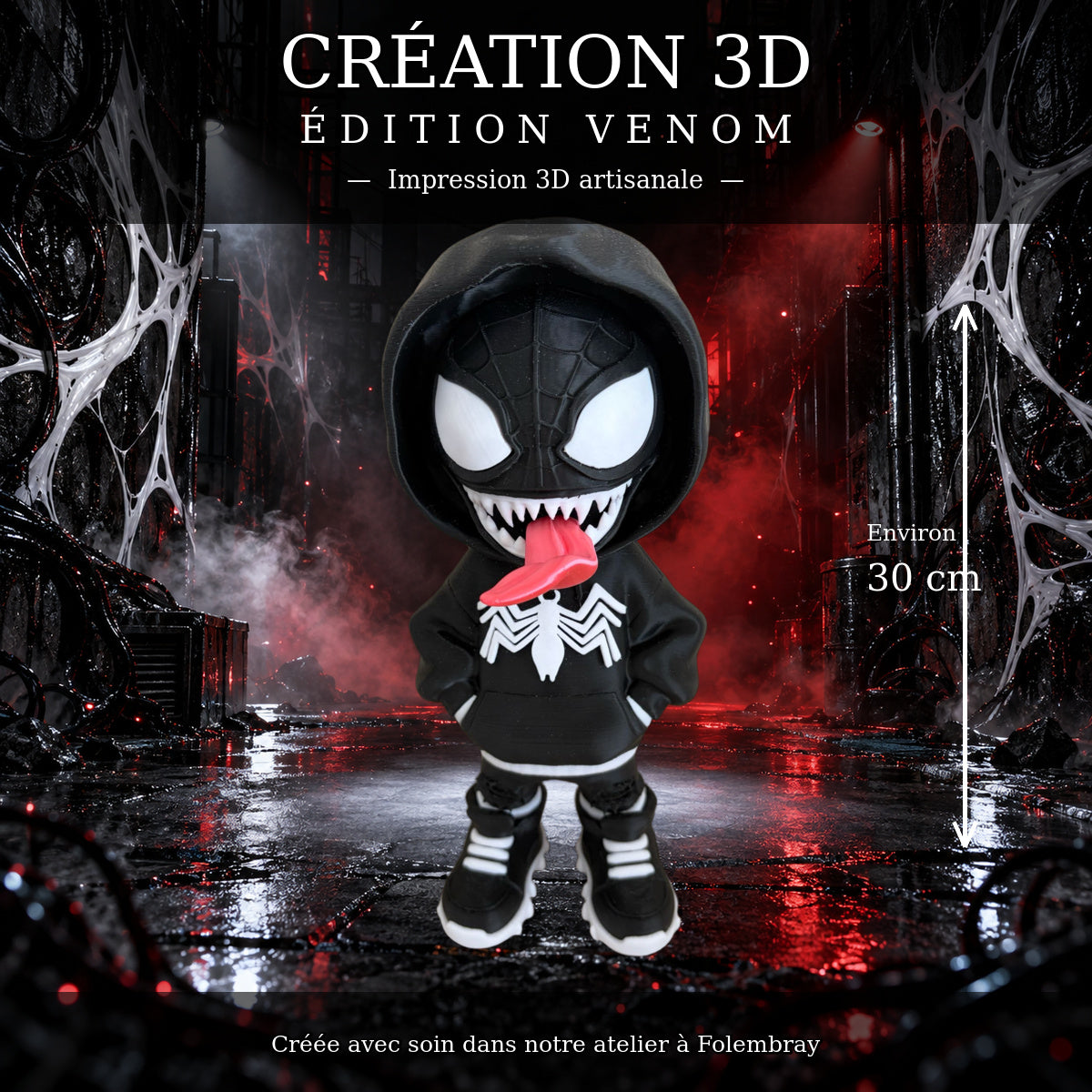 Figurine Venom Streetwear – création 3D artisanale, environ 30 cm