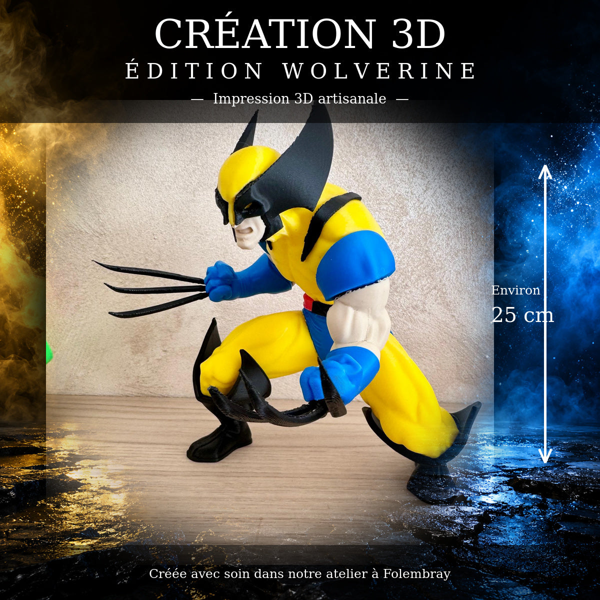 Figurine Wolverine – photo originale intacte, création 3D, hauteur 25 cm