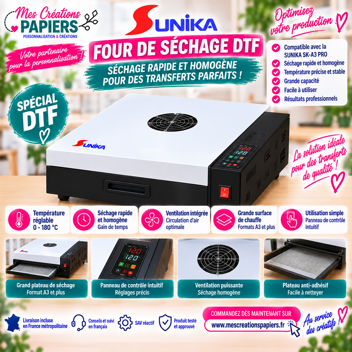 Four de séchage DTF SUNIKA format A3