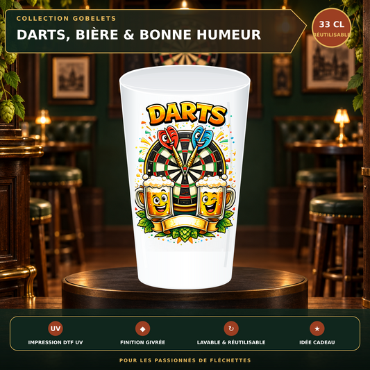 Présentation premium Gobelet fléchettes humoristique – DARTS & BIÈRE