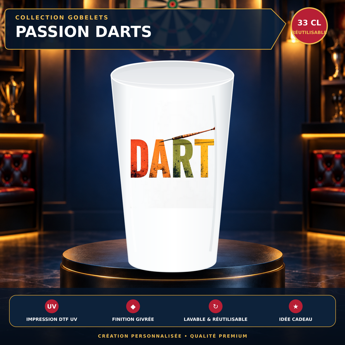 Présentation premium Gobelet fléchettes – DARTS