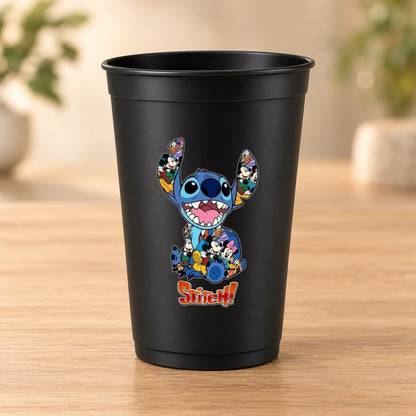 Gobelet noir Love & Fun centré - Stitch motif personnages Disney