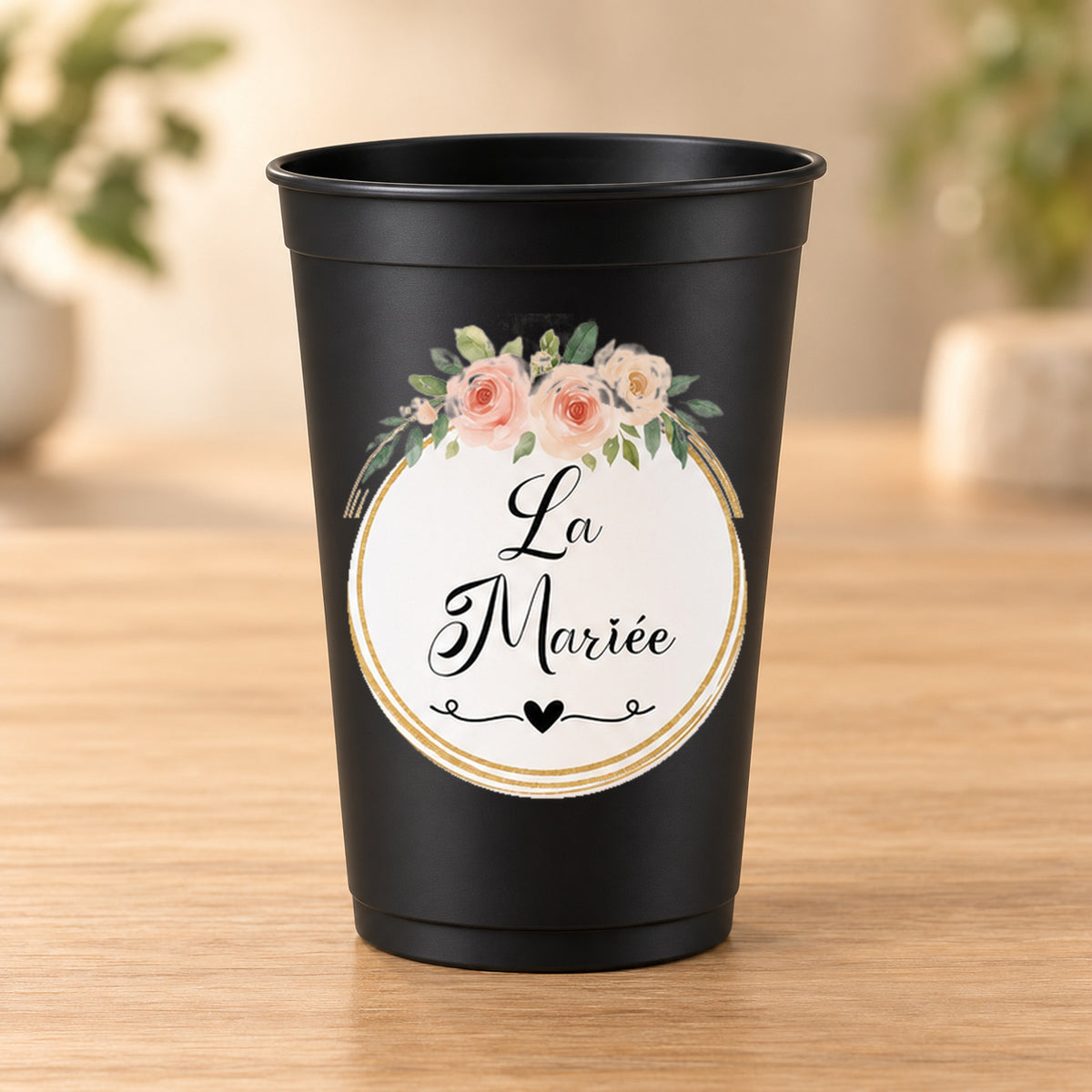 Gobelet noir La Mariée avec motif original exact