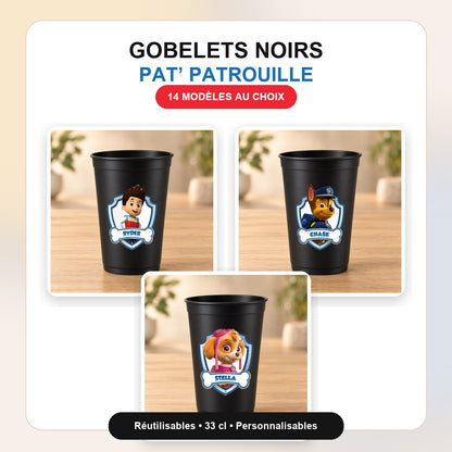 Gobelets noirs Pat Patrouille - 14 modèles au choix