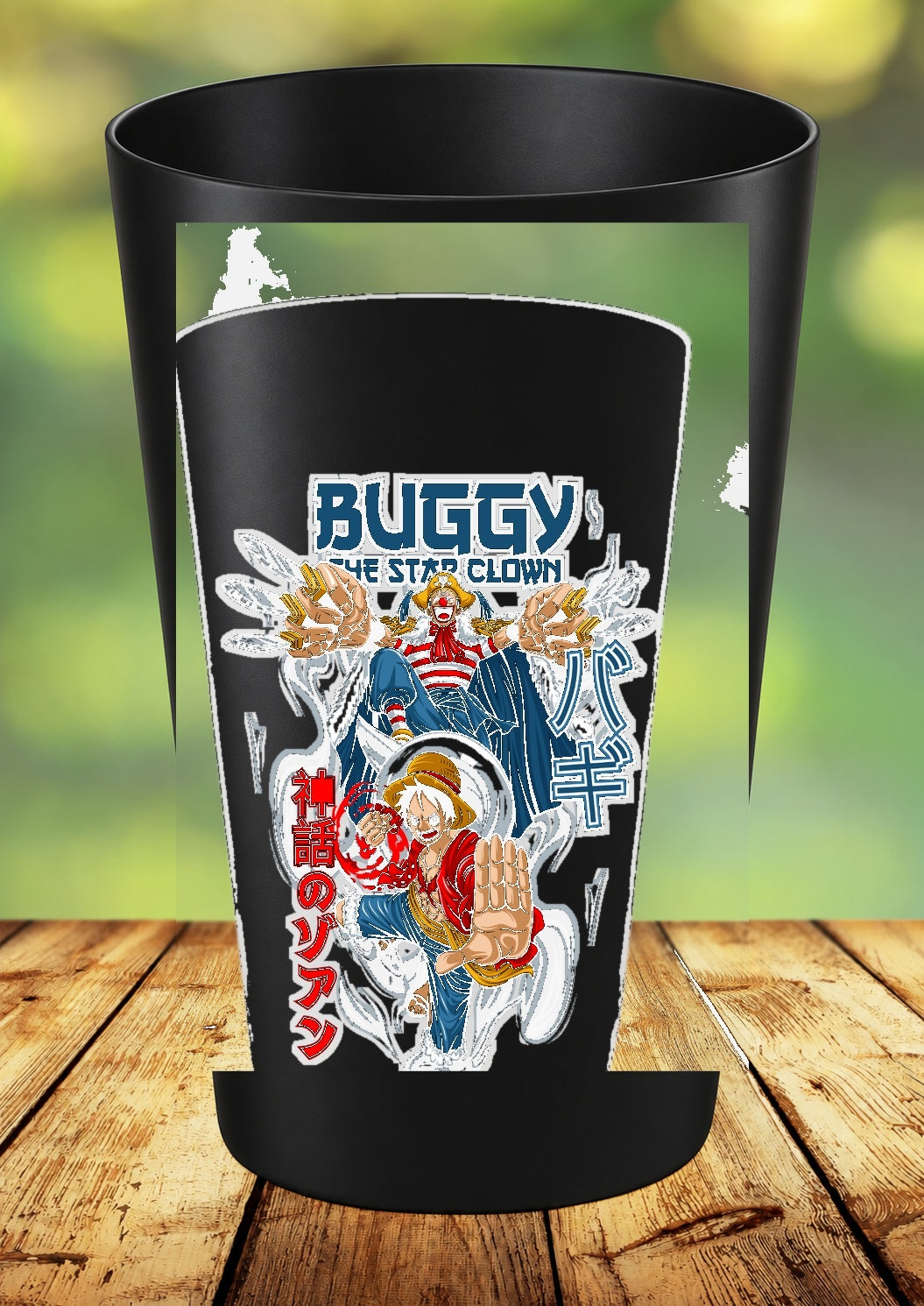 Gobelet One Piece – Impression DTF UV – 136 modèles au choix – 13 – Noir