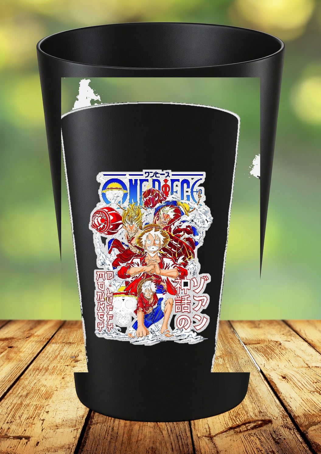 Gobelet One Piece – Impression DTF UV – 136 modèles au choix – 22 – Noir
