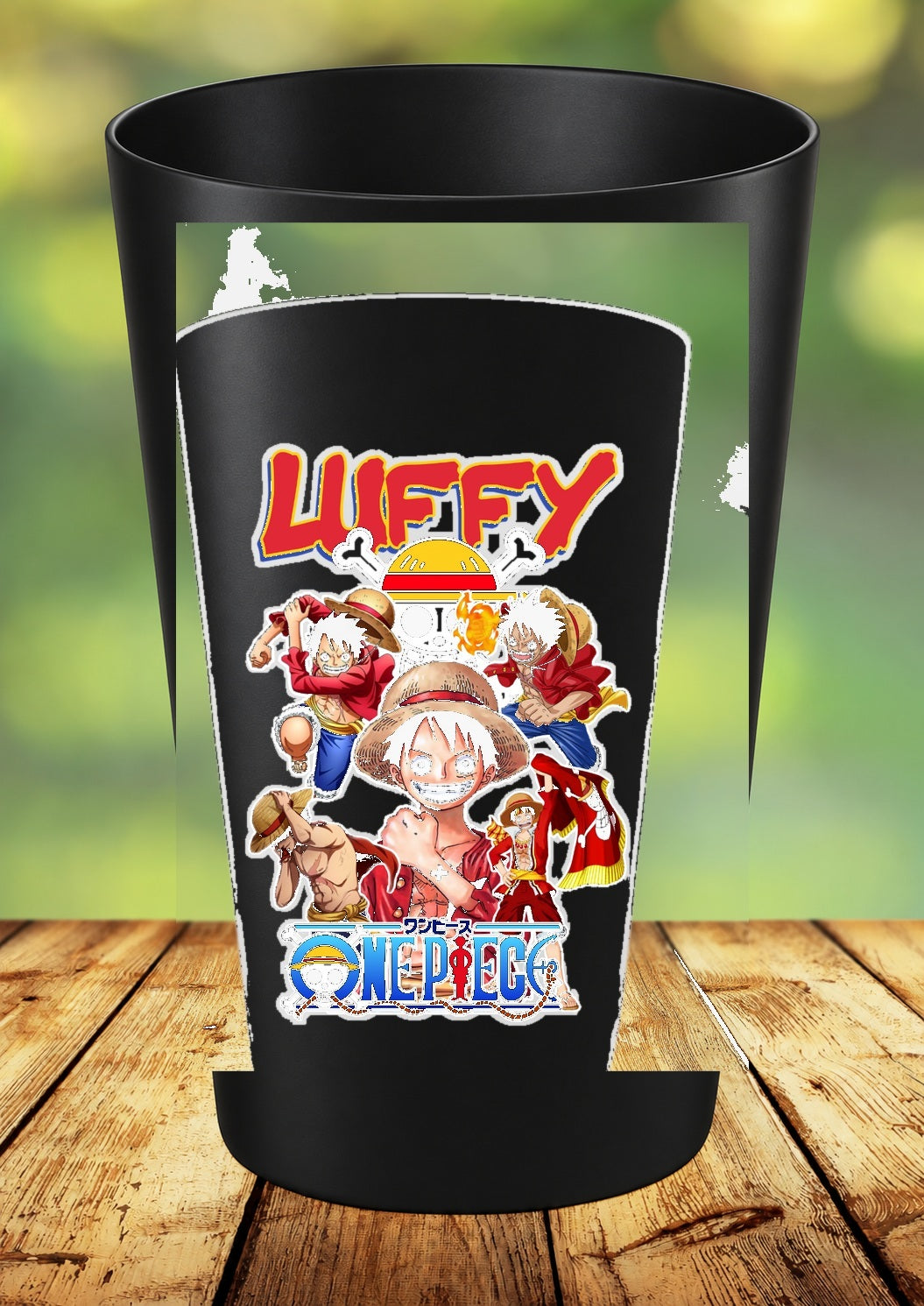 Gobelet One Piece – Impression DTF UV – 136 modèles au choix – 28 – Noir