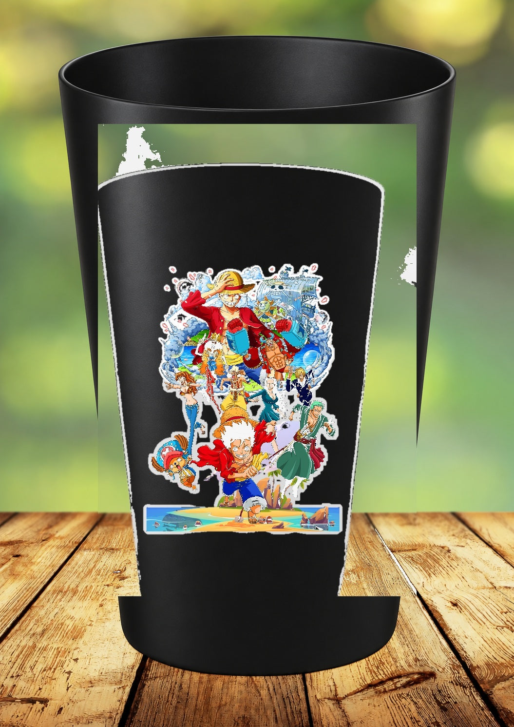 Gobelet One Piece – Impression DTF UV – 136 modèles au choix – 62 – Noir