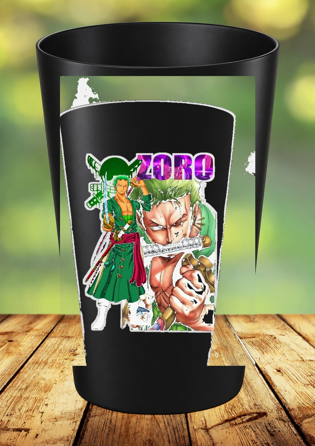 Gobelet One Piece – Impression DTF UV – 136 modèles au choix – 89 – Noir