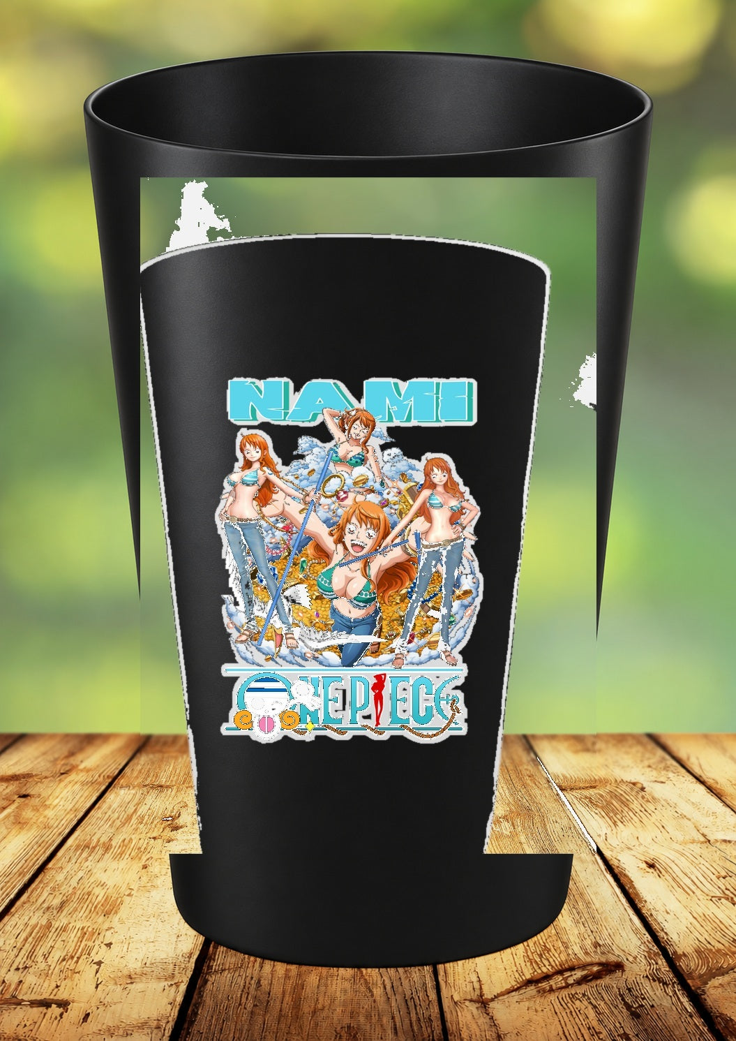 Gobelet One Piece – Impression DTF UV – 136 modèles au choix – 90 – Noir