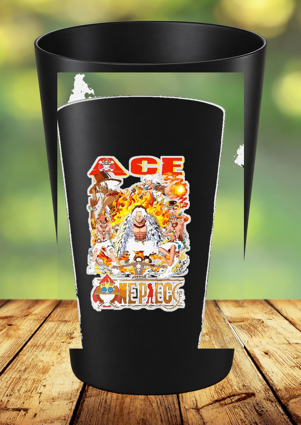 Gobelet One Piece – Impression DTF UV – 136 modèles au choix – 98 – Noir