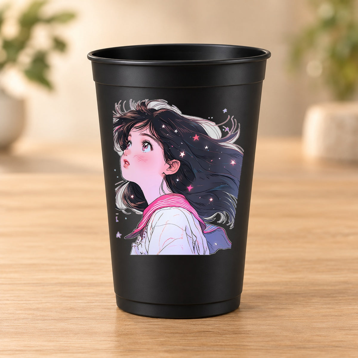 Gobelet Retro Anime noir modèle 16