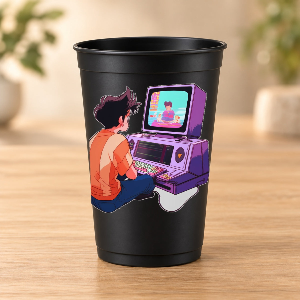 Gobelet Retro Anime noir modèle 32