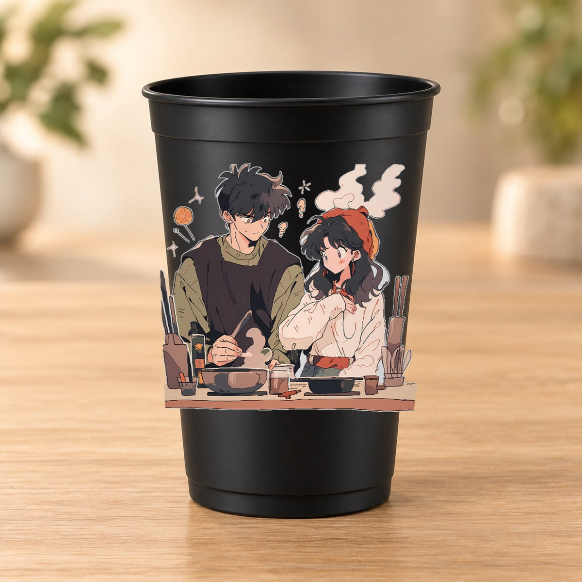 Gobelet Retro Anime noir modèle 34