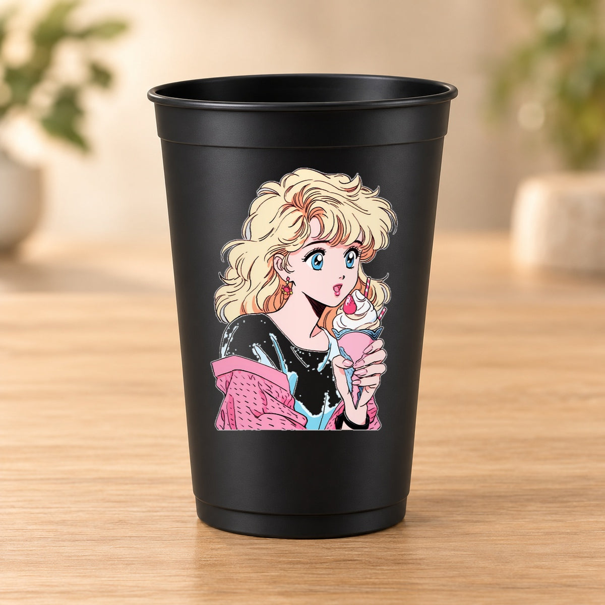 Gobelet Retro Anime noir modèle 36