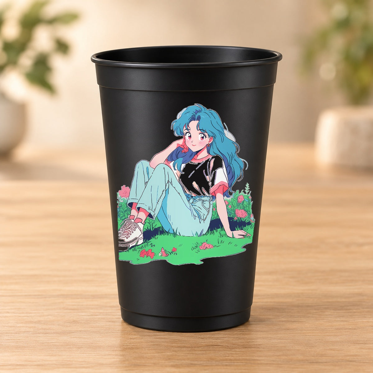 Gobelet Retro Anime noir modèle 46