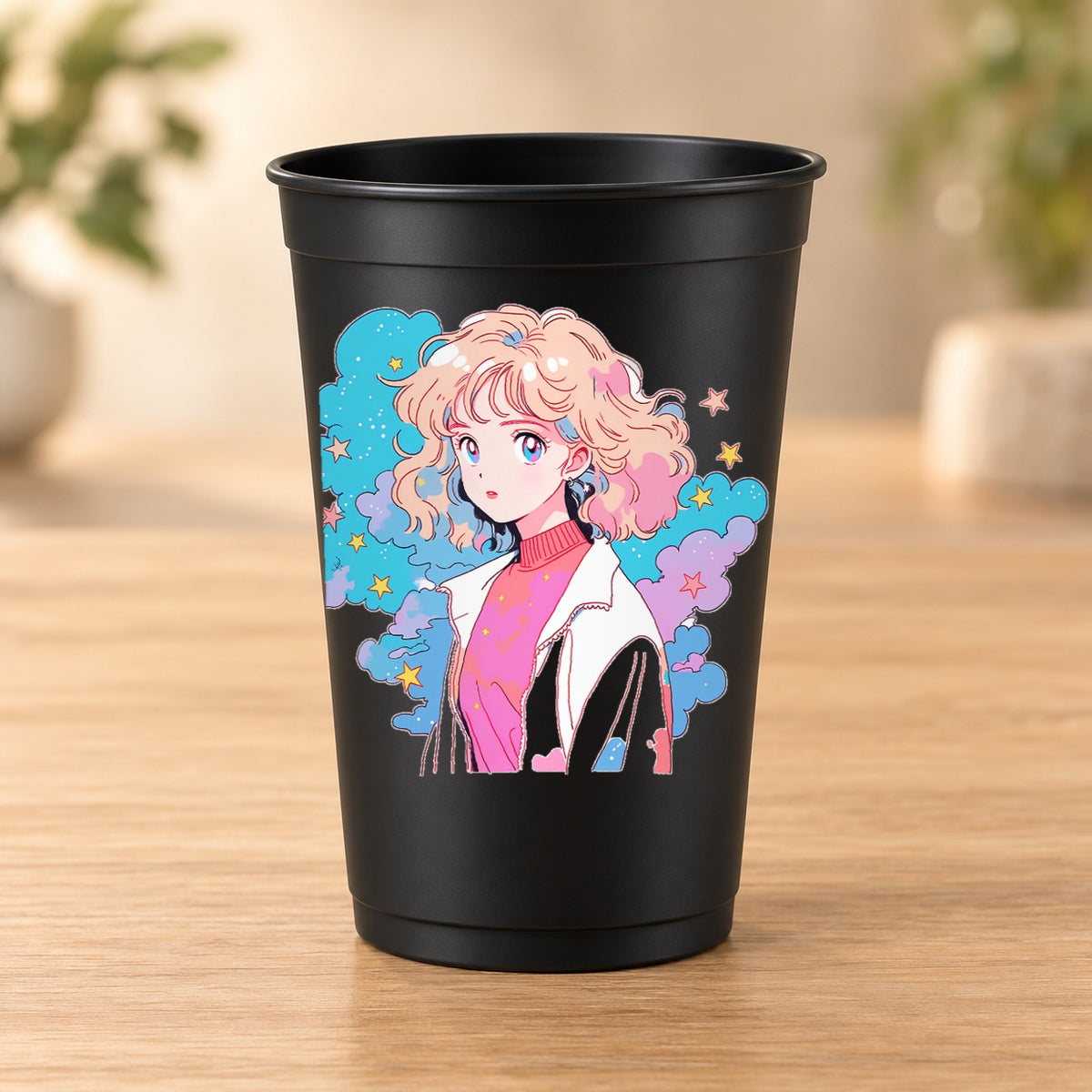Gobelet Retro Anime noir modèle 52