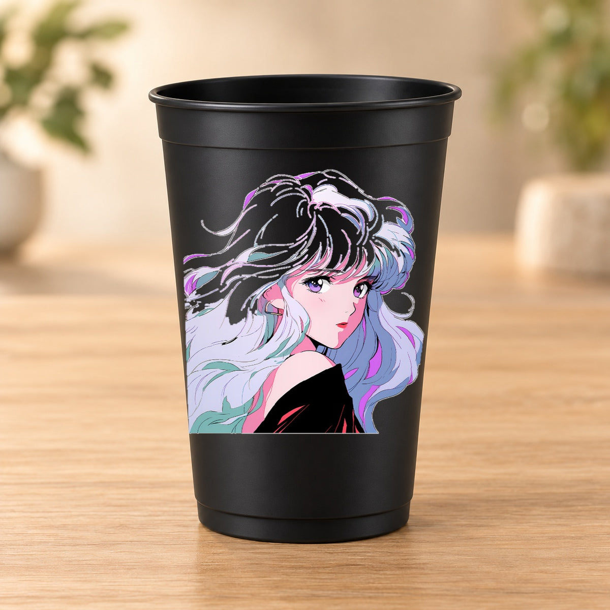 Gobelet Retro Anime noir modèle 6