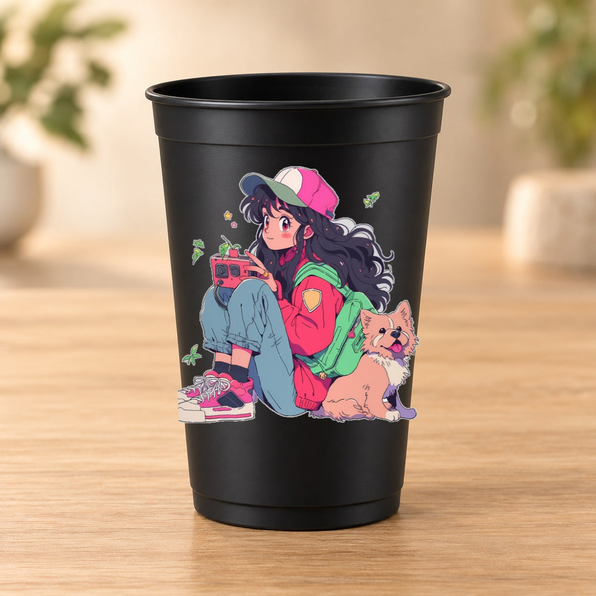 Gobelet Retro Anime noir modèle 60