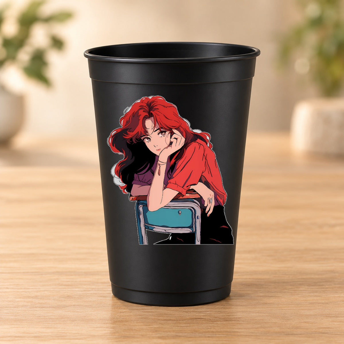 Gobelet Retro Anime noir modèle 8