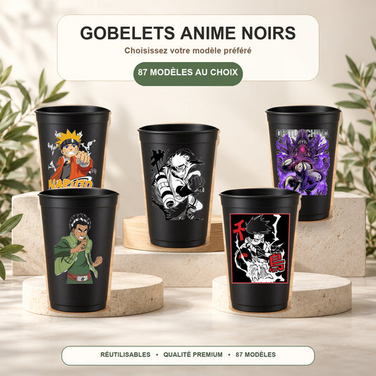Gobelets Anime noirs – 87 modèles au choix