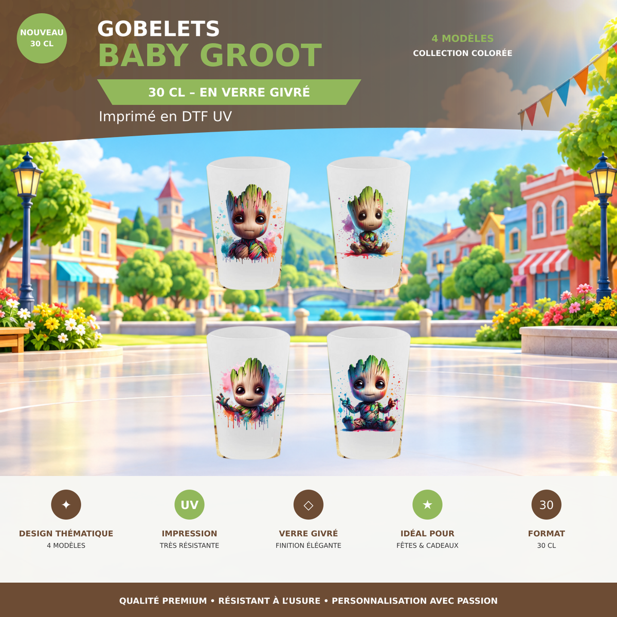 Présentation 🪴 Gobelet réutilisable Baby Groot – 30cl sans cadres