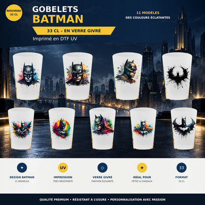 Gobelets Batman – présentation thématique sans cadres – 33 cl