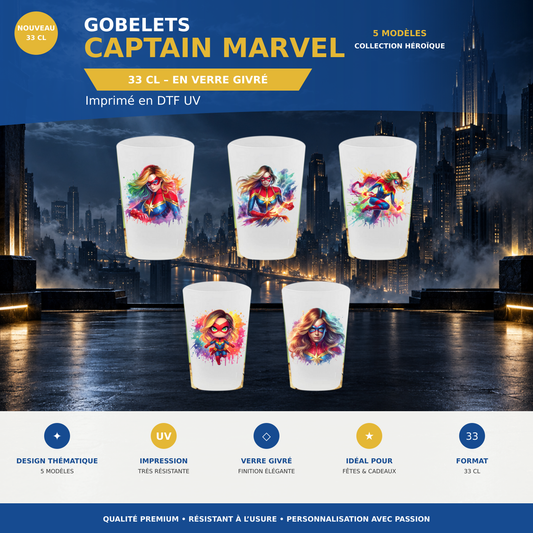 Présentation 🥤 Gobelet Réutilisable Captain Marvel – Édition Splash Art sans cadres