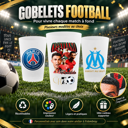 Gobelets réutilisables Football, plusieurs modèles au choix
