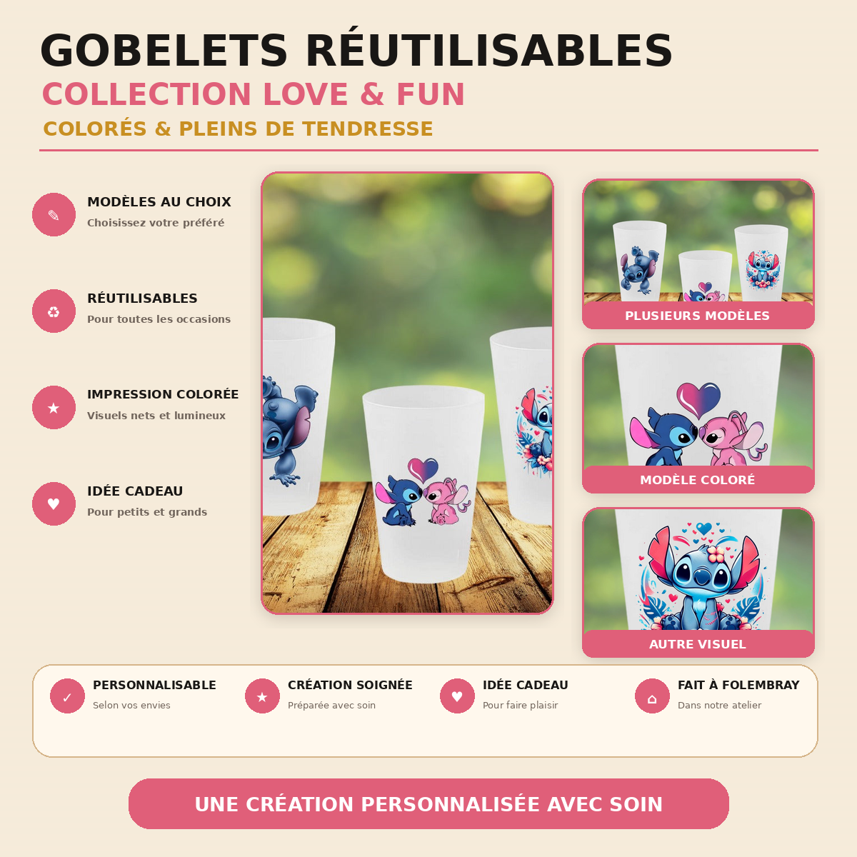 Gobelets réutilisables Love & Fun – présentation