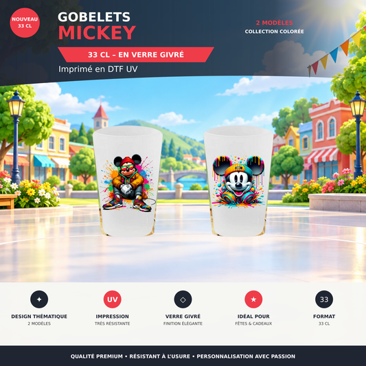 Présentation 🥤 Gobelet Réutilisable Mickey – Édition Street Art 🎧👟 sans cadres