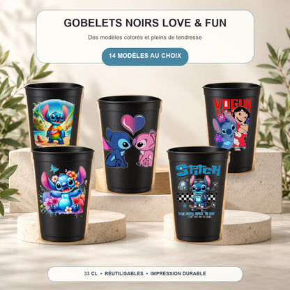 Gobelets noirs Love & Fun - 14 modèles