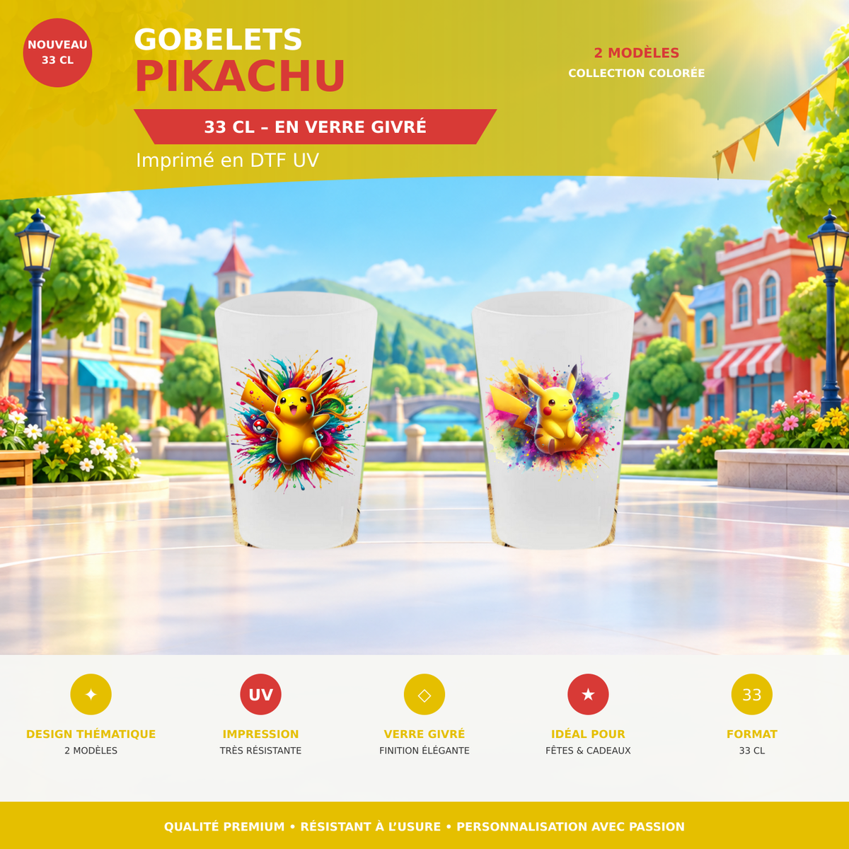 Présentation 🥤 Gobelet Réutilisable – Pikachu ⚡️ sans cadres