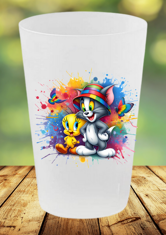 🥤 Gobelet Réutilisable Tom, Jerry & Titi – Collection Color Splash