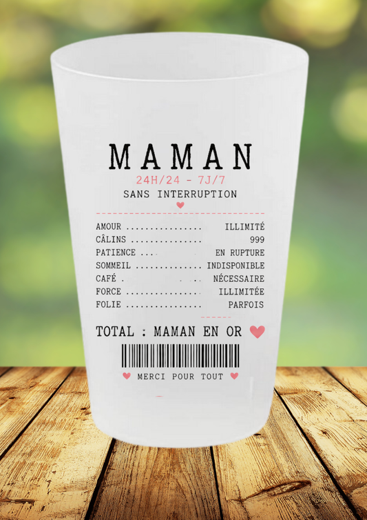 🥤 Gobelet "Maman 24h/24 – 7j/7" – Le quotidien des super mamans