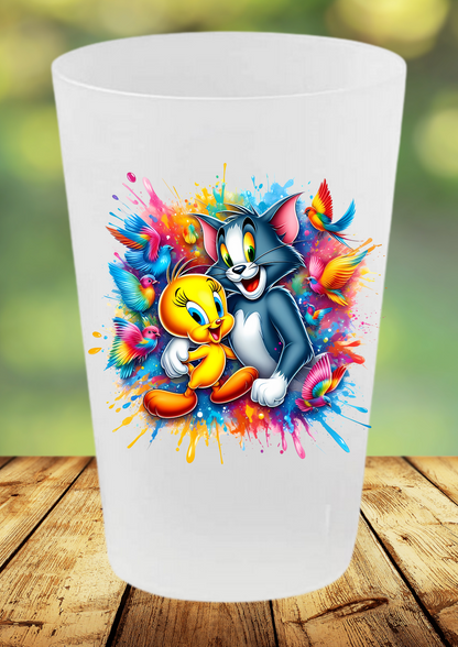 🥤 Gobelet Réutilisable Tom, Jerry & Titi – Collection Color Splash