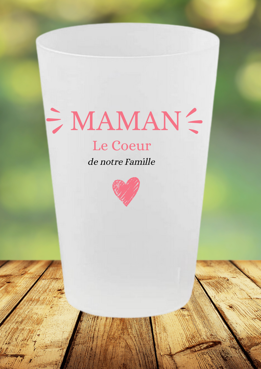 🥤 Gobelet "Maman, le cœur de notre famille" – Cadeau plein d’amour ❤️