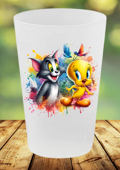 🥤 Gobelet Réutilisable Tom, Jerry & Titi – Collection Color Splash